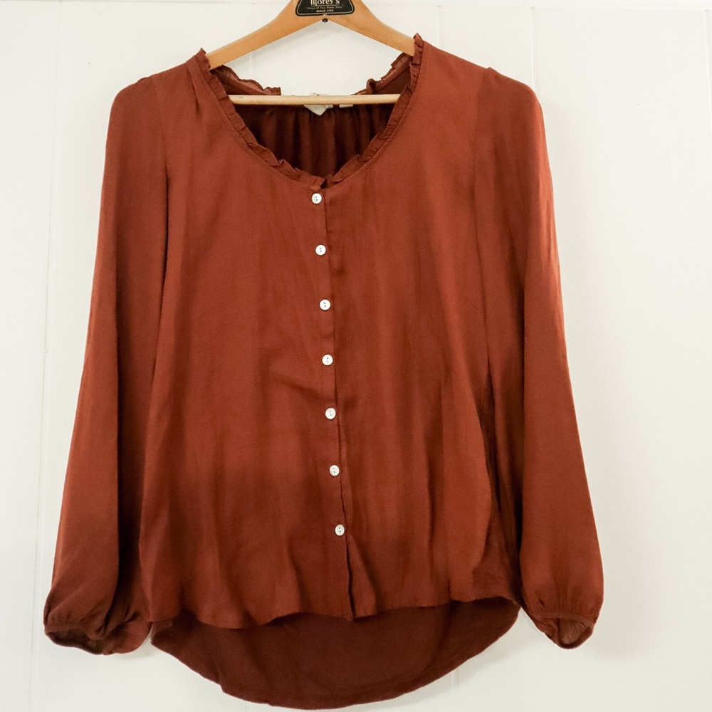 Dolan Terracotta Button-Up Blouse